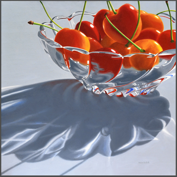 Rainier Cherries in Glass Bowll